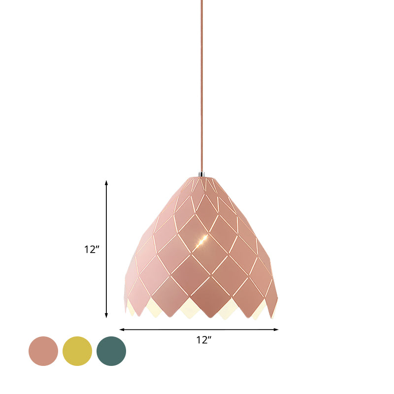 Geometric Splicing Pendant Light Fixture Nordic Metal 1 Light Pink/Yellow/Green Hanging Light Kit