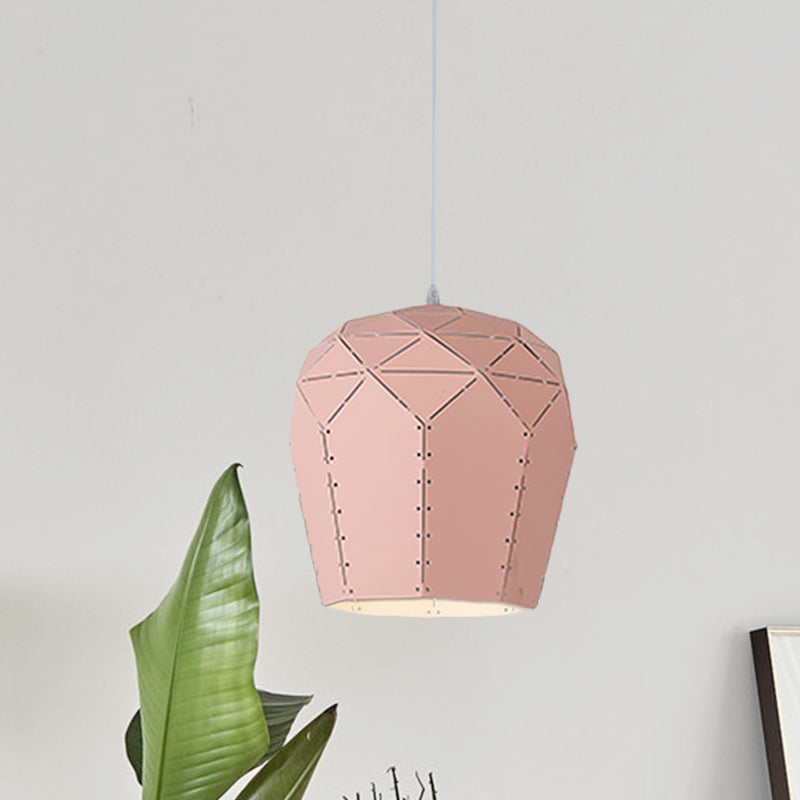 Modern Wine Glass Pendant Light Fixture Metal 1 Light Hanging Ceiling Light in Pink/Grey