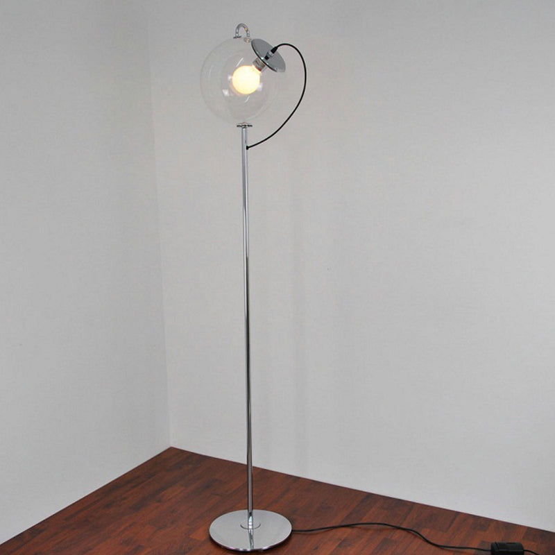 Black Globe Floor standing lampe contemporain 1 clair en verre transparent léger debout pour le salon