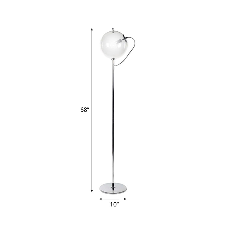 Black Globe Floor Standing Lamp Contemporary 1 Light Clear Glass Standing Light for Living Room