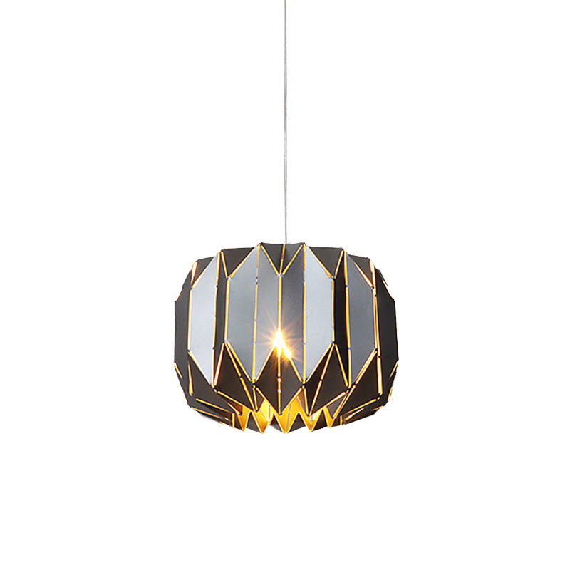 Contemporary 1 Light Ceiling Pendant Light with Metal Shade Silver/Black Pumpkin Hanging Lamp Kit