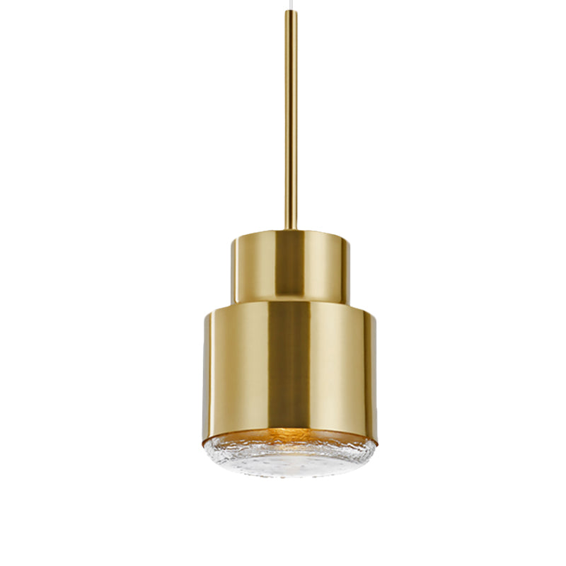 Cylinder Pendant Ceiling Light Post Modern Iron 1 Light Gold/Bronze Suspension Light for Living Room