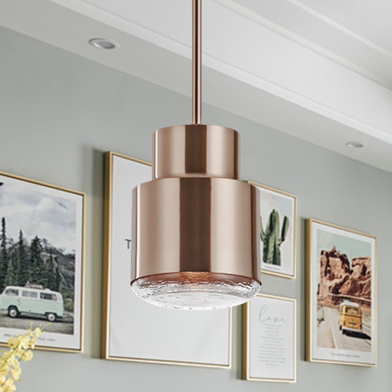 Cylinder Pendant Ceiling Light Post Modern Iron 1 Light Gold/Bronze Suspension Light for Living Room