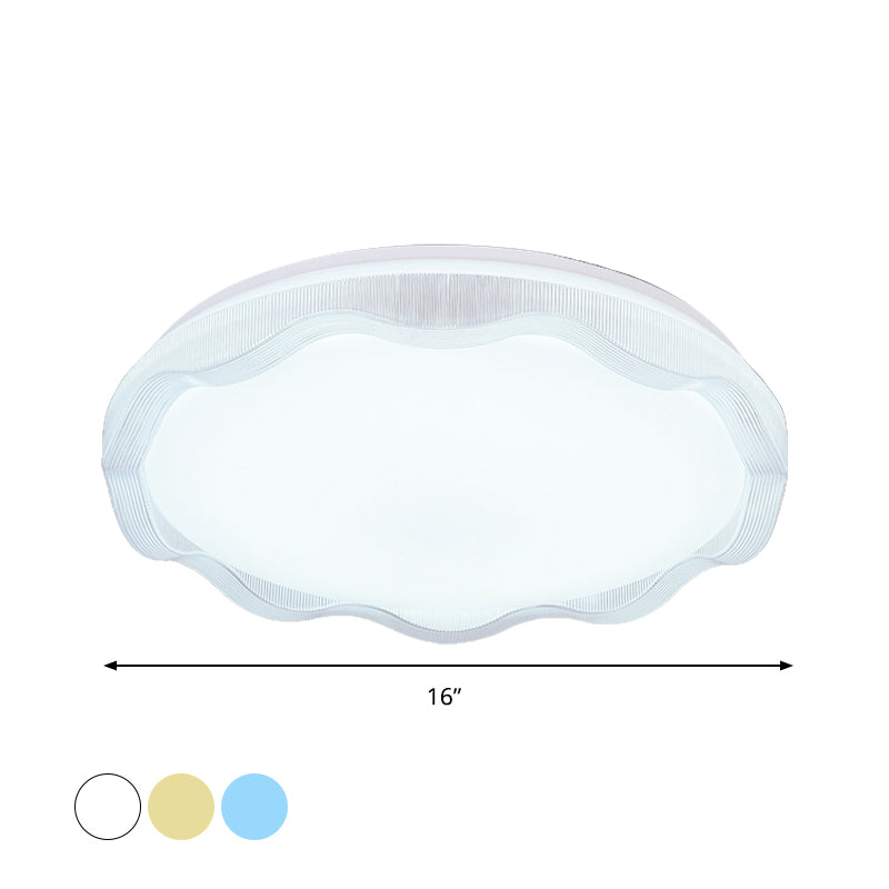 Plafonnier festonné de style simple de 16 "/ 19,5" de large avec diffuseur en acrylique blanc/bleu/or luminaire encastré de chambre à coucher en blanc chaud/blanc