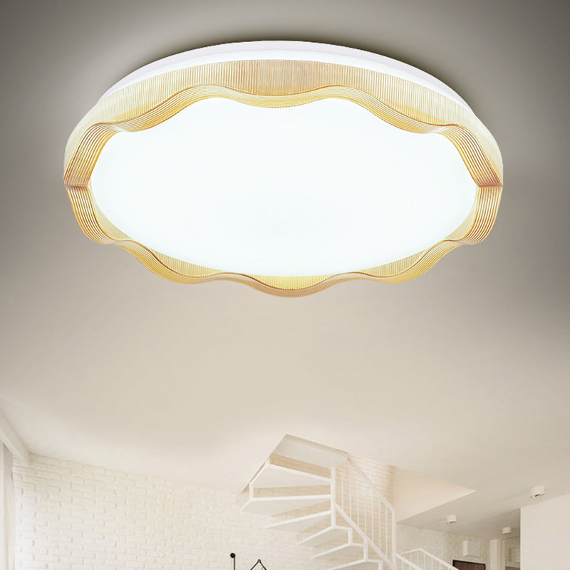 16"/19.5" Wide Simple Style Scalloped Ceiling Lamp with Acrylic Diffuser White/Blue/Gold Bedroom Flush Light Fixture in Warm/White