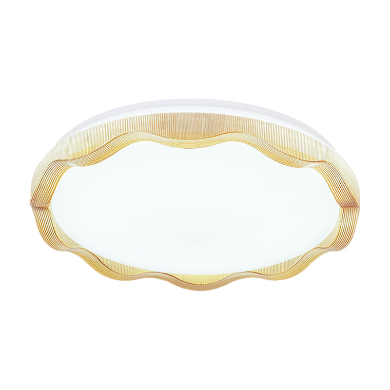 Plafonnier festonné de style simple de 16 "/ 19,5" de large avec diffuseur en acrylique blanc/bleu/or luminaire encastré de chambre à coucher en blanc chaud/blanc