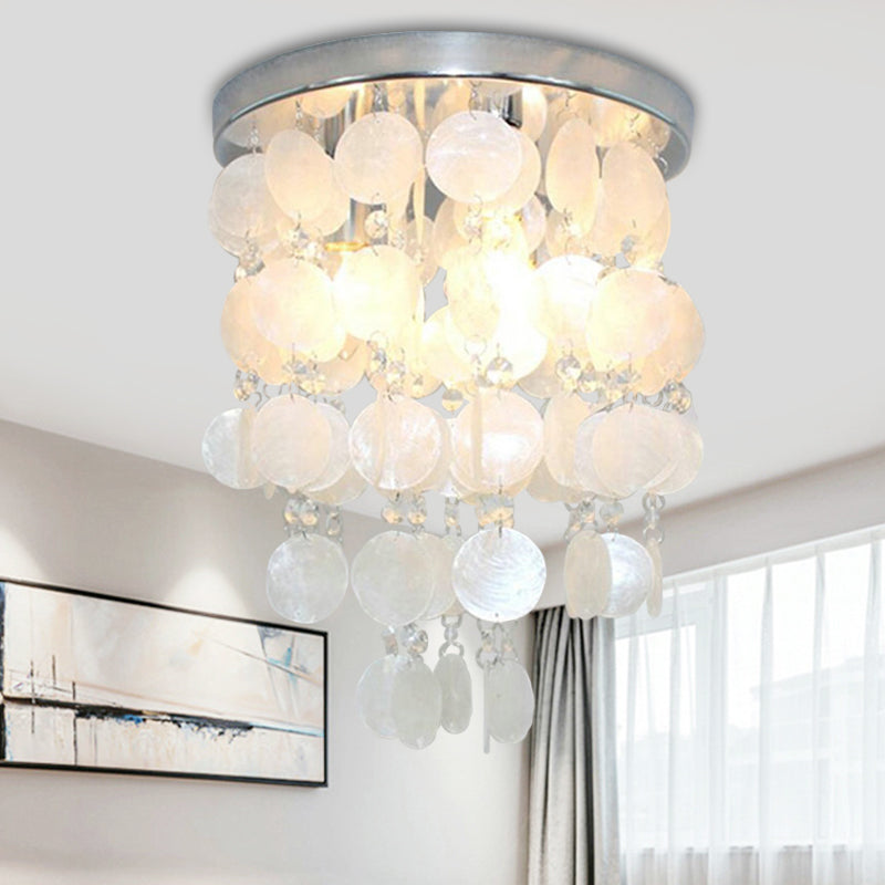 Vent Chime Pendentif Chandelier Nordique Shell Blanc 1 Pendentif Pendentif Lamp, 8 "/12" /16 " Dia