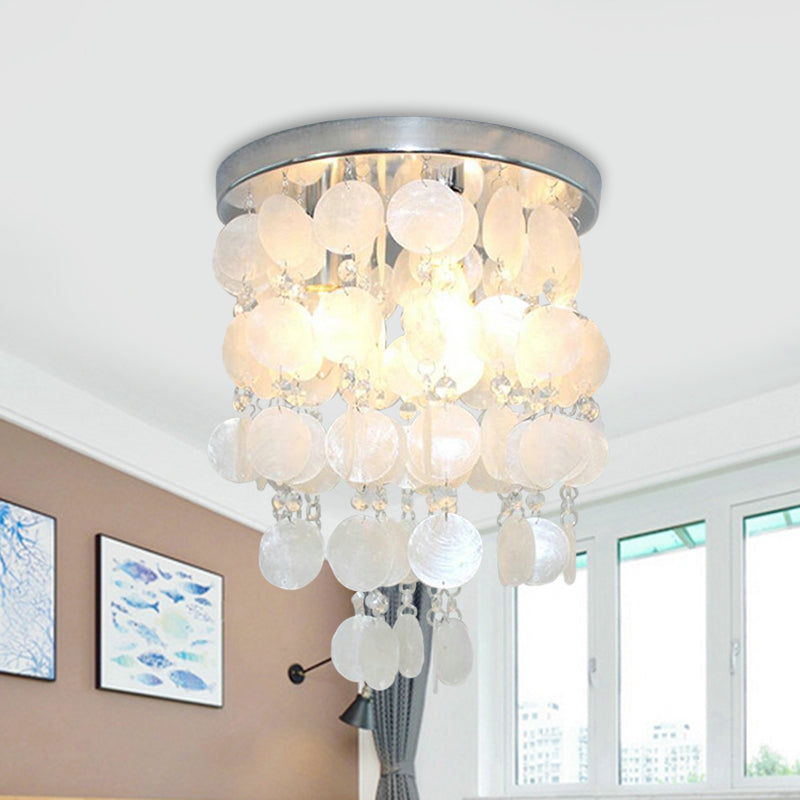 Vent Chime Pendentif Chandelier Nordique Shell Blanc 1 Pendentif Pendentif Lamp, 8 "/12" /16 " Dia