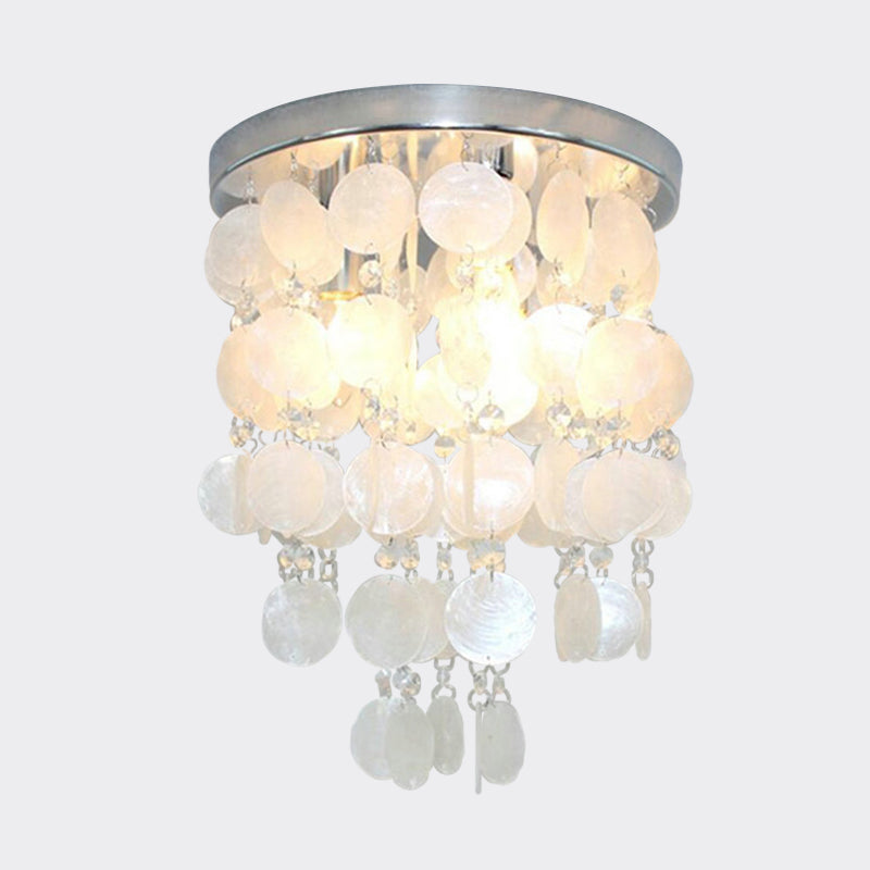 Vent Chime Pendentif Chandelier Nordique Shell Blanc 1 Pendentif Pendentif Lamp, 8 "/12" /16 " Dia