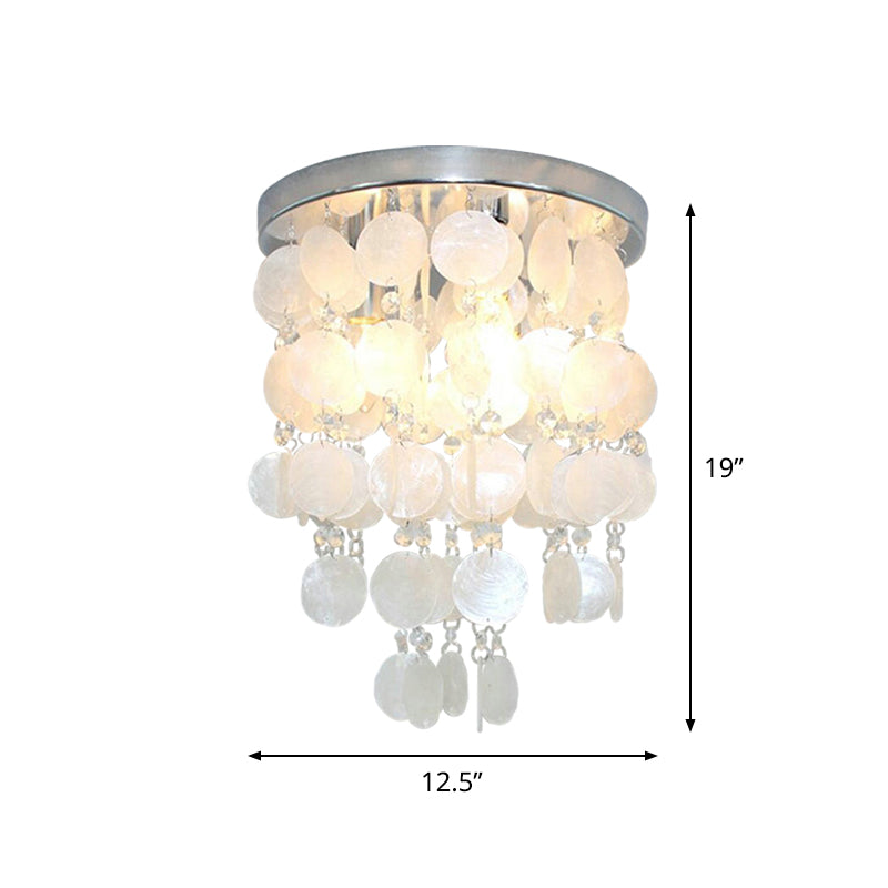 Vent Chime Pendentif Chandelier Nordique Shell Blanc 1 Pendentif Pendentif Lamp, 8 "/12" /16 " Dia