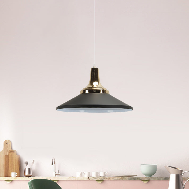 Contemporary Shallow Cone Pendant Light One Light Aluminum Hanging Lamp for Hotel Kitchen