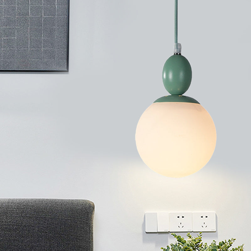 Pendulum White Glass Pendant Lighting Post-Modern 1 Light Grey/Blue/Green Hanging Lamp Fixture