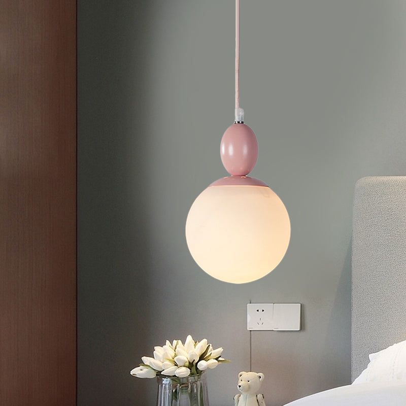 Pendulum White Glass Pendant Lighting Post-Modern 1 Light Grey/Blue/Green Hanging Lamp Fixture