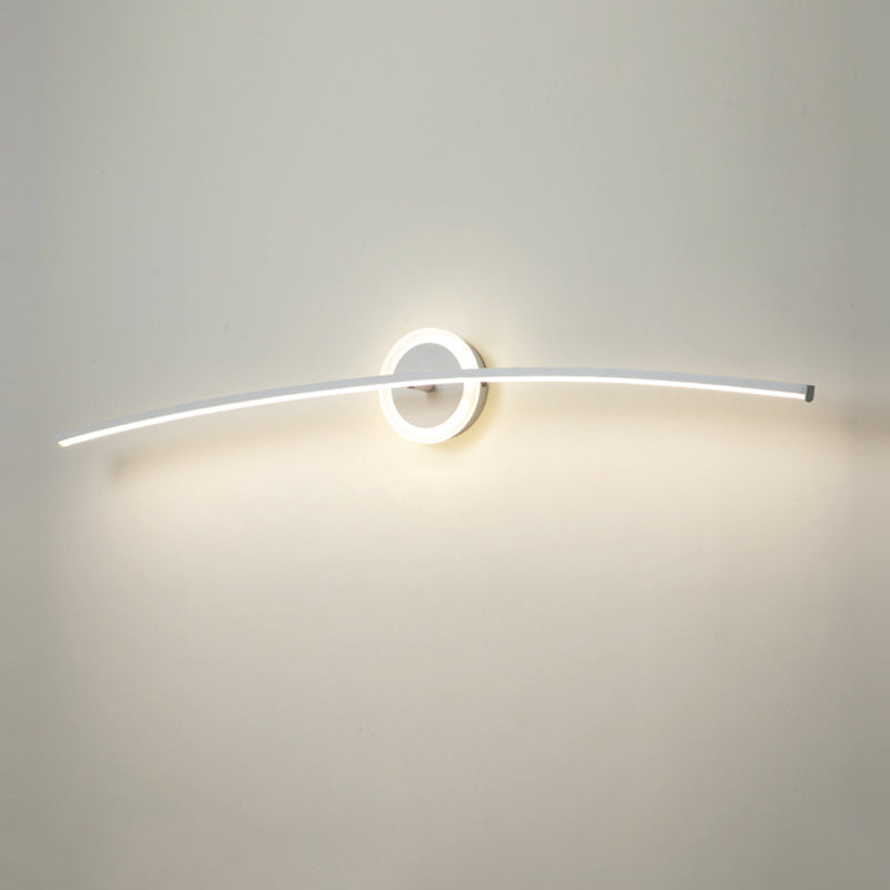 Single Modernism Style White Linear Statement LED Bathroom Vanity Light