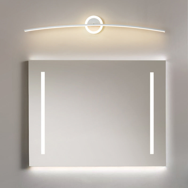 Single Modernism Style White Linear Statement LED Bathroom Vanity Light