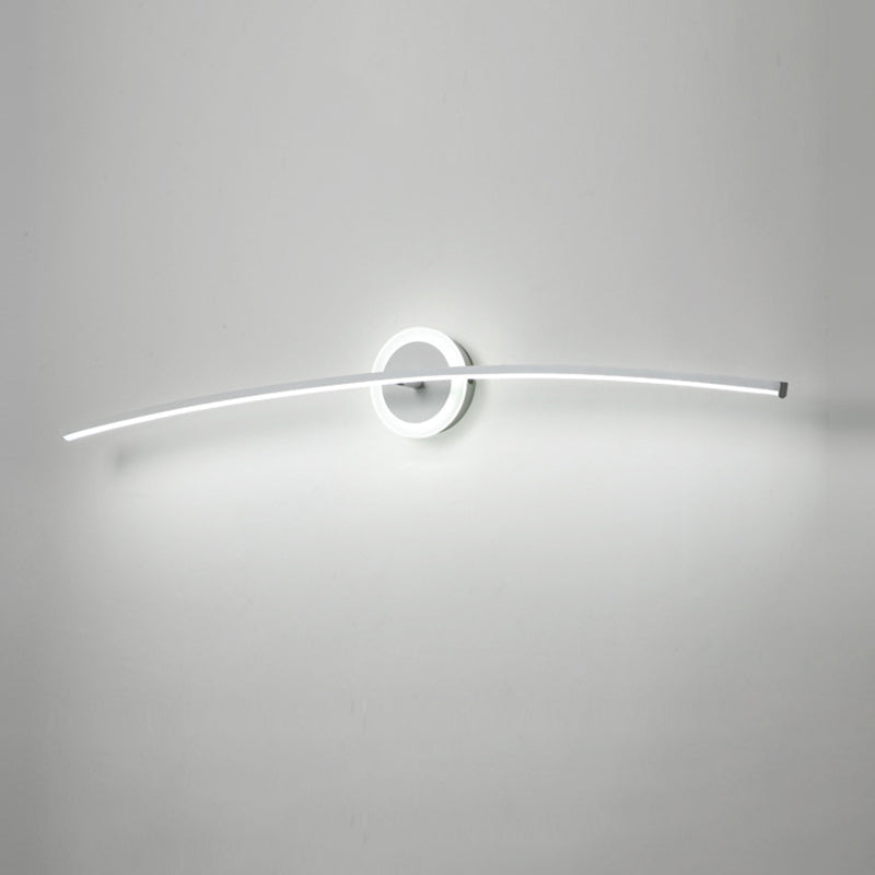 Single Modernism Style White Linear Statement LED Bathroom Vanity Light