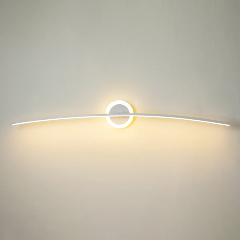 Single Modernism Style White Linear Statement LED Bathroom Vanity Light