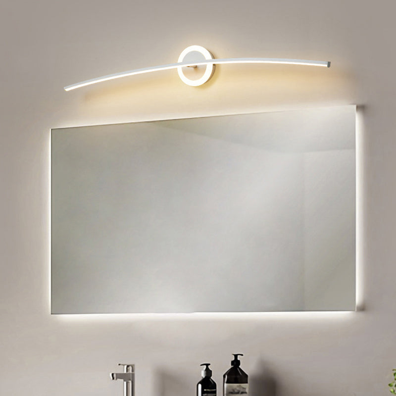 Single Modernism Style White Linear Statement LED Bathroom Vanity Light