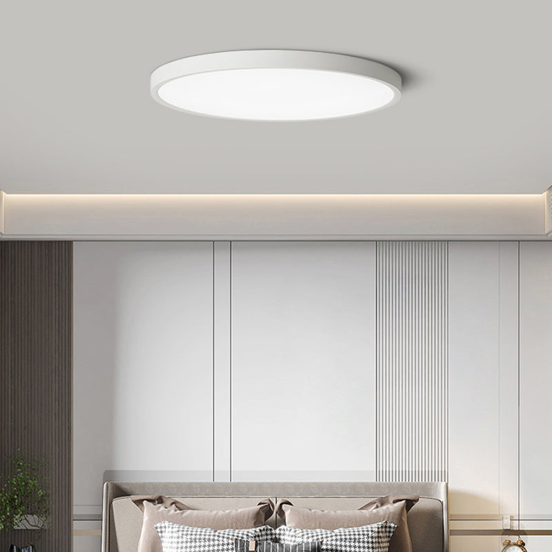 White Ceiling Light Fixture Simple Round LED Flush Mount for Bedroom