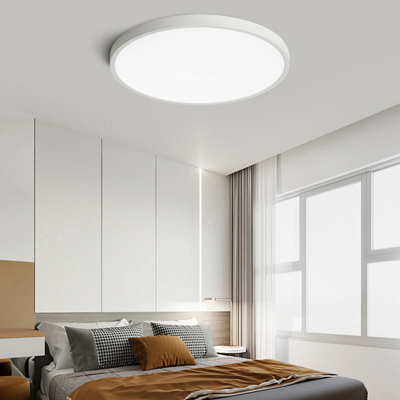 White Ceiling Light Fixture Simple Round LED Flush Mount for Bedroom