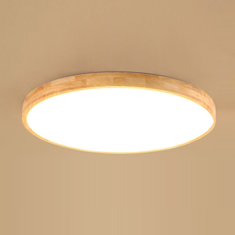 Round Shape Ceiling Lamp Wooden LED Ceiling Mount Light with Acrylic Shade for Bedroom