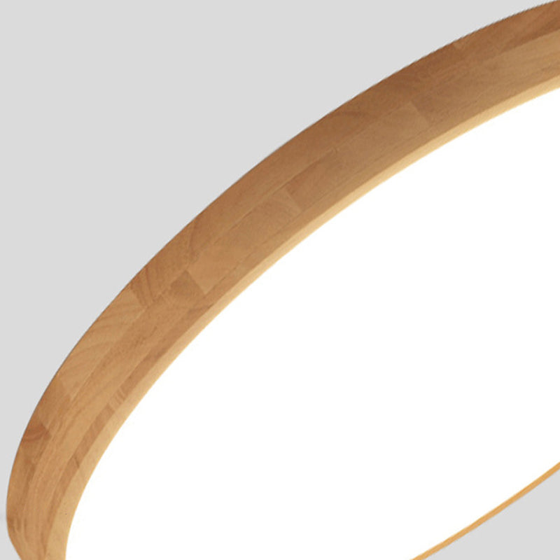 Round Shape Ceiling Lamp Wooden LED Ceiling Mount Light with Acrylic Shade for Bedroom