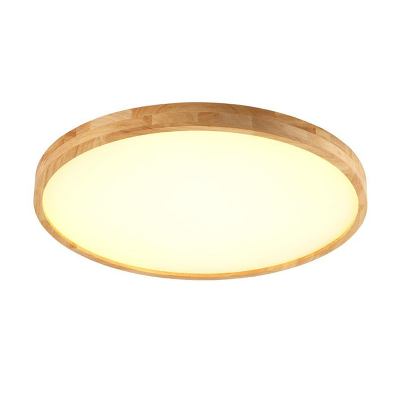 Round Shape Ceiling Lamp Wooden LED Ceiling Mount Light with Acrylic Shade for Bedroom