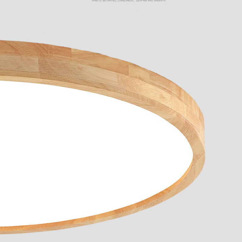 Round Shape Ceiling Lamp Wooden LED Ceiling Mount Light with Acrylic Shade for Bedroom