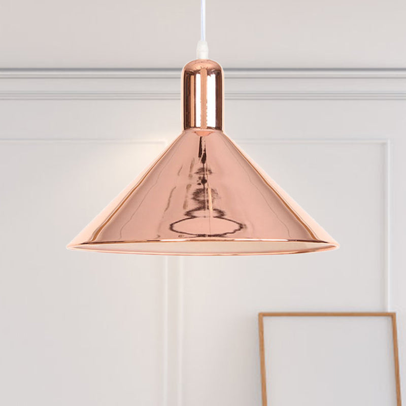 Conical Pendant Lighting with Electroplate Metal Shade Single Light Modern Hanging Light