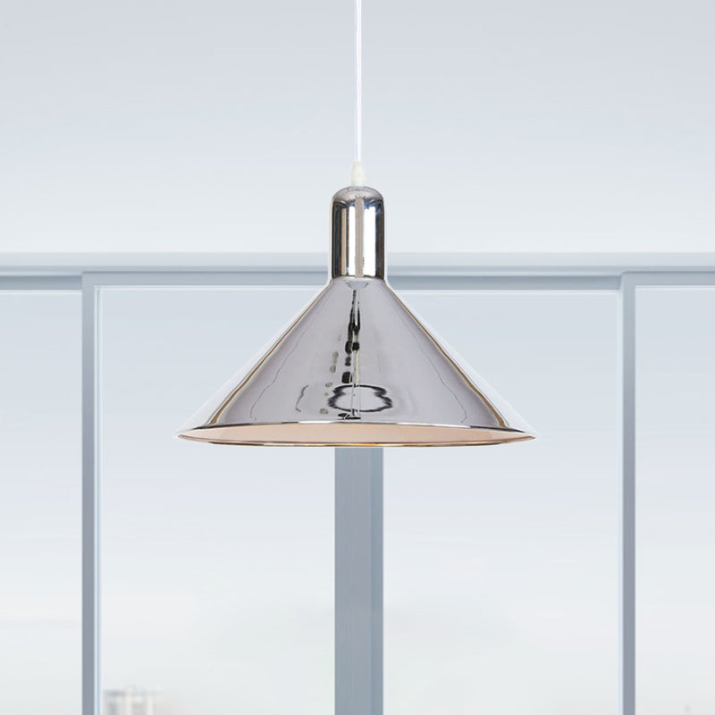 Conical Pendant Lighting with Electroplate Metal Shade Single Light Modern Hanging Light