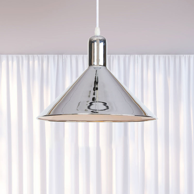 Conical Pendant Lighting with Electroplate Metal Shade Single Light Modern Hanging Light