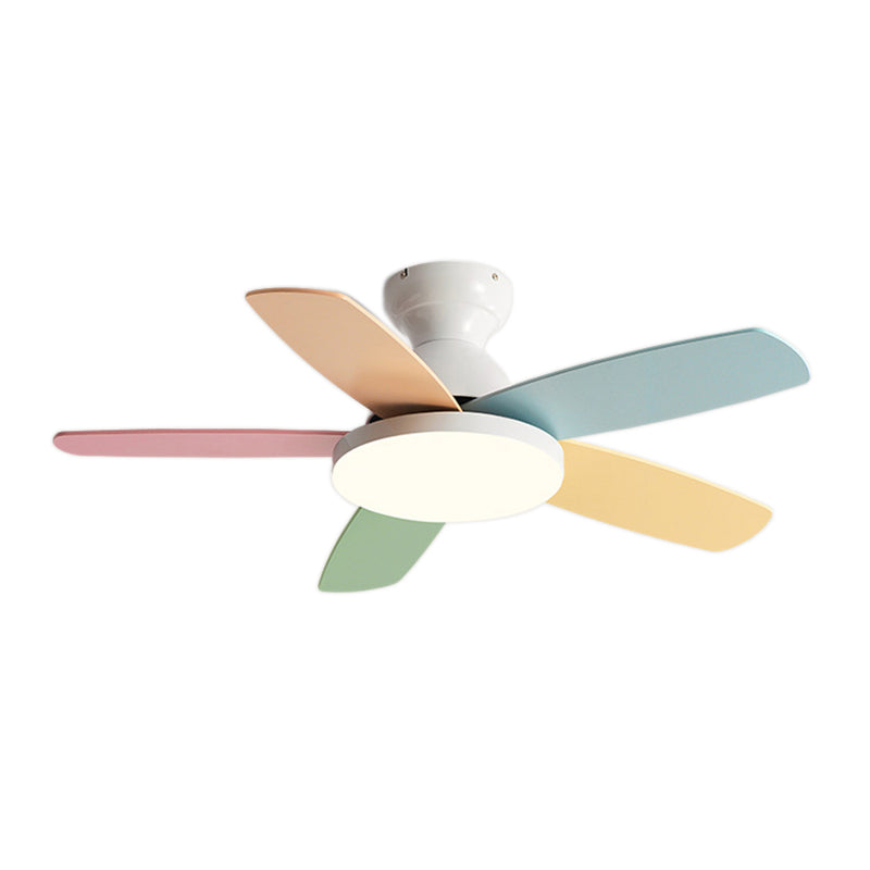 Nordic 5-Blade Ceiling Fan Lighting with Metal for Child's Room