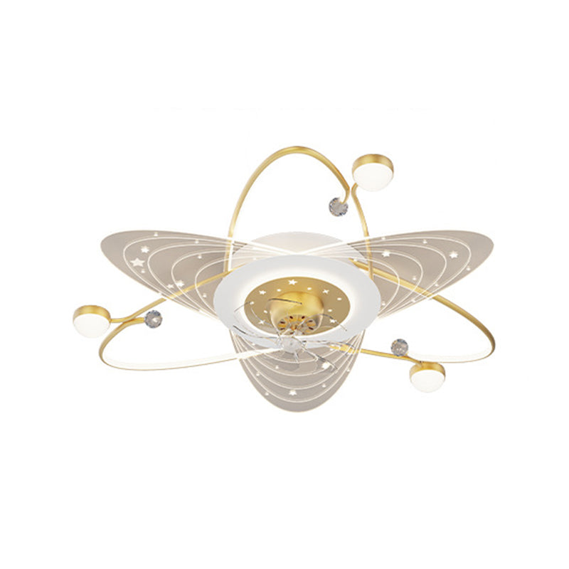 4-Light Golden/Black Modernism LED Ceiling Fan Light for Dining Room