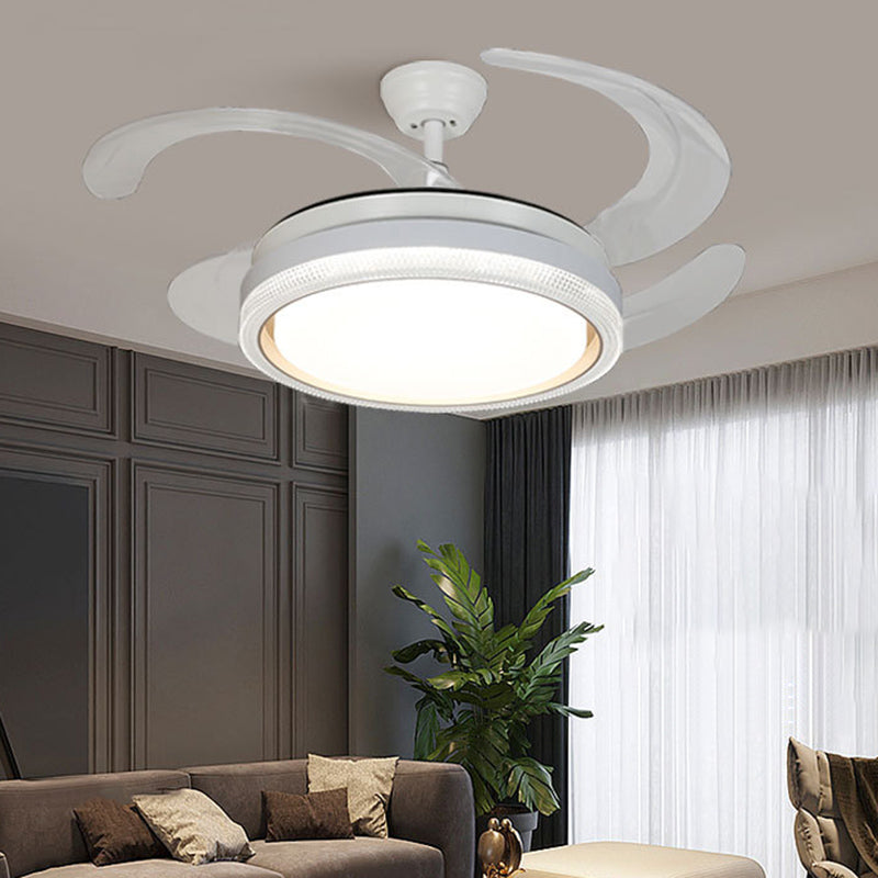 Modern Drum Shape Ceiling Fan Light in Gold LED Fan Lighting Fixture