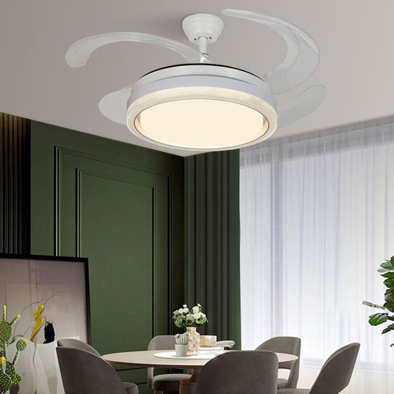 Modern Drum Shape Ceiling Fan Light in Gold LED Fan Lighting Fixture