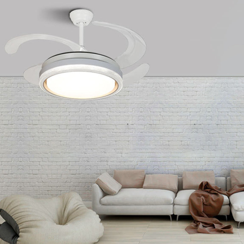 Modern Drum Shape Ceiling Fan Light in Gold LED Fan Lighting Fixture