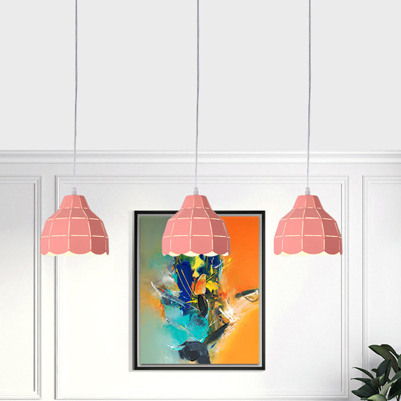 Pinage rose / blanc / noir Dome Plafond Pendant Light Modernisme 1 Métal léger Kit de lampe suspendue