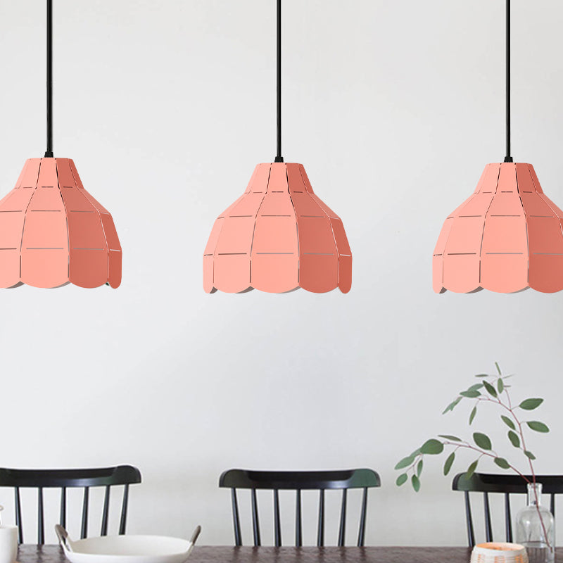 Pinage rose / blanc / noir Dome Plafond Pendant Light Modernisme 1 Métal léger Kit de lampe suspendue