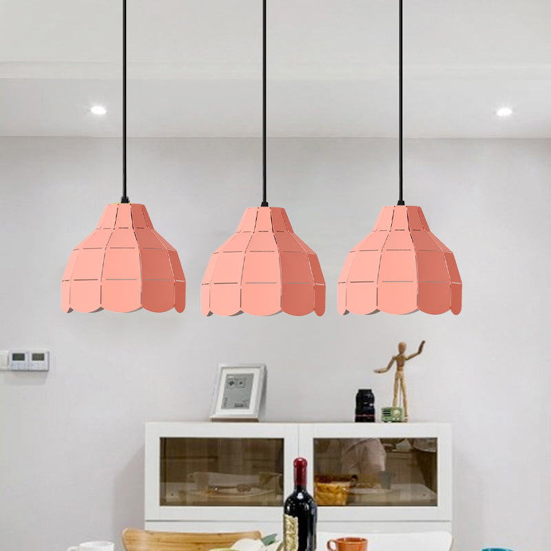 Pinage rose / blanc / noir Dome Plafond Pendant Light Modernisme 1 Métal léger Kit de lampe suspendue