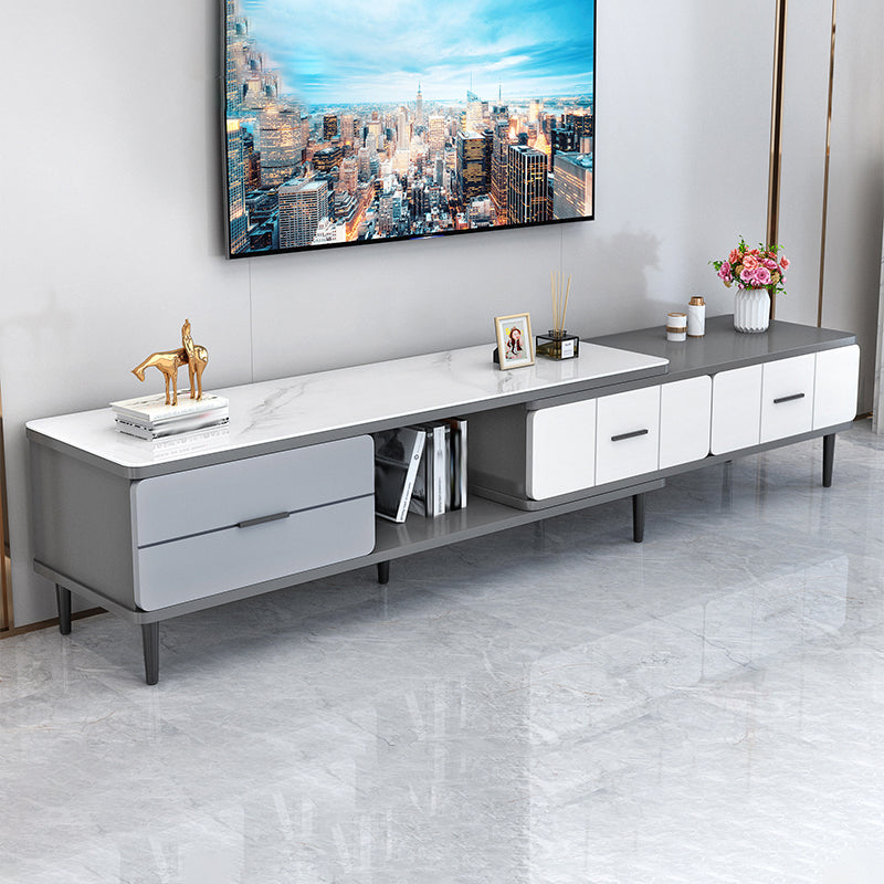 Glass TV Stand Console Contemporary Media Console with Drawers