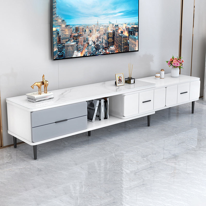 Glass TV Stand Console Contemporary Media Console with Drawers