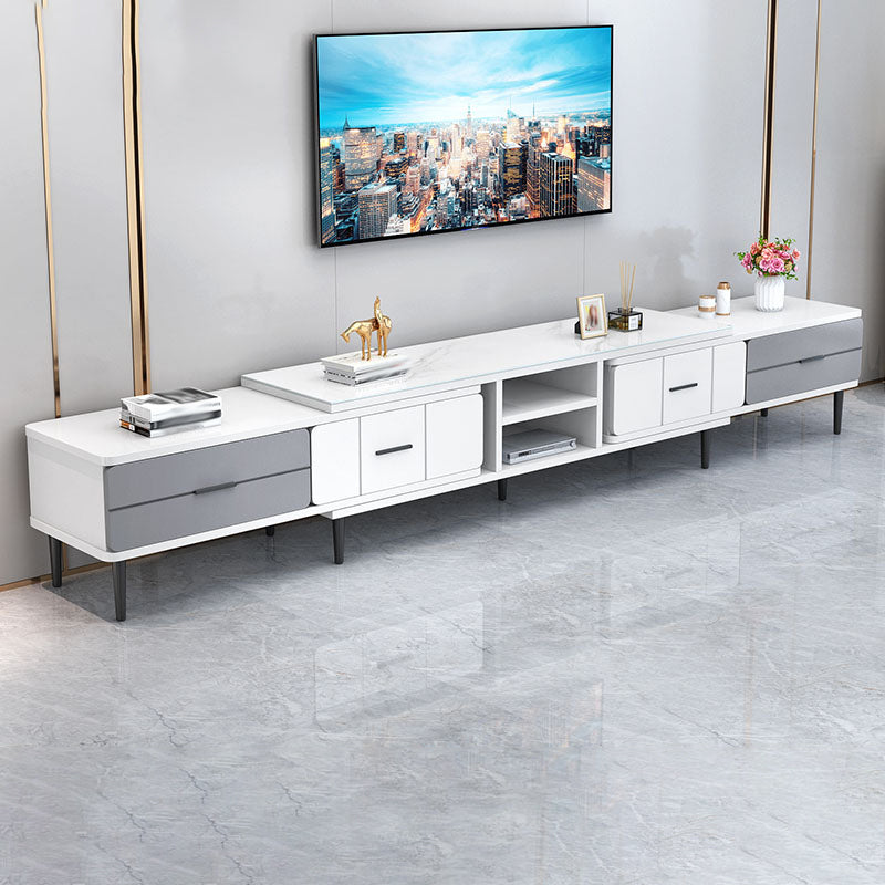 Glass TV Stand Console Contemporary Media Console with Drawers