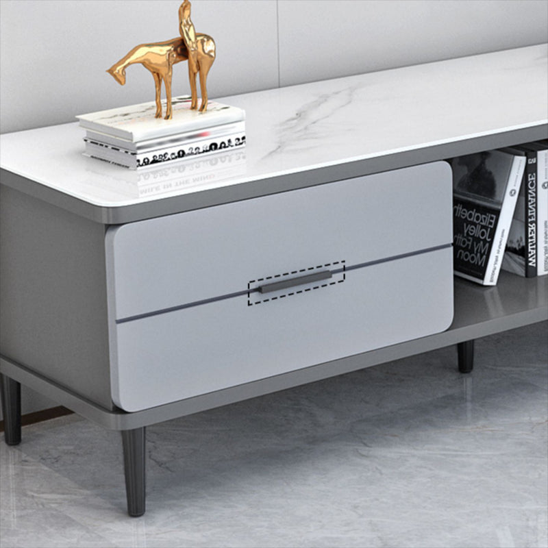 Glass TV Stand Console Contemporary Media Console with Drawers