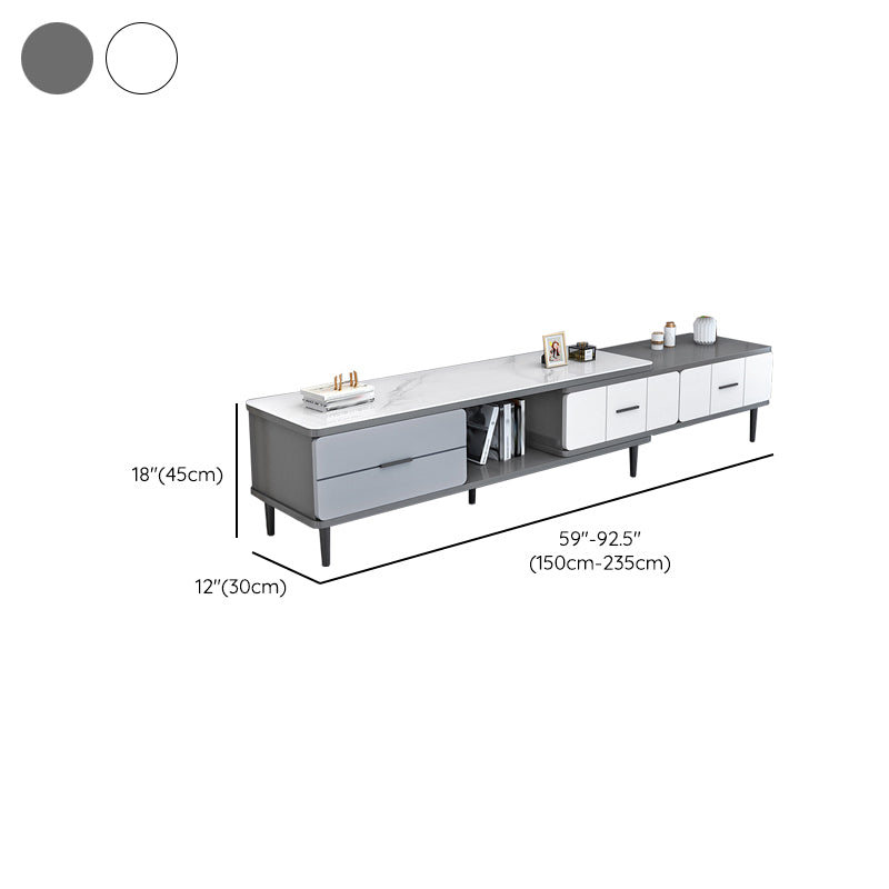 Glass TV Stand Console Contemporary Media Console with Drawers