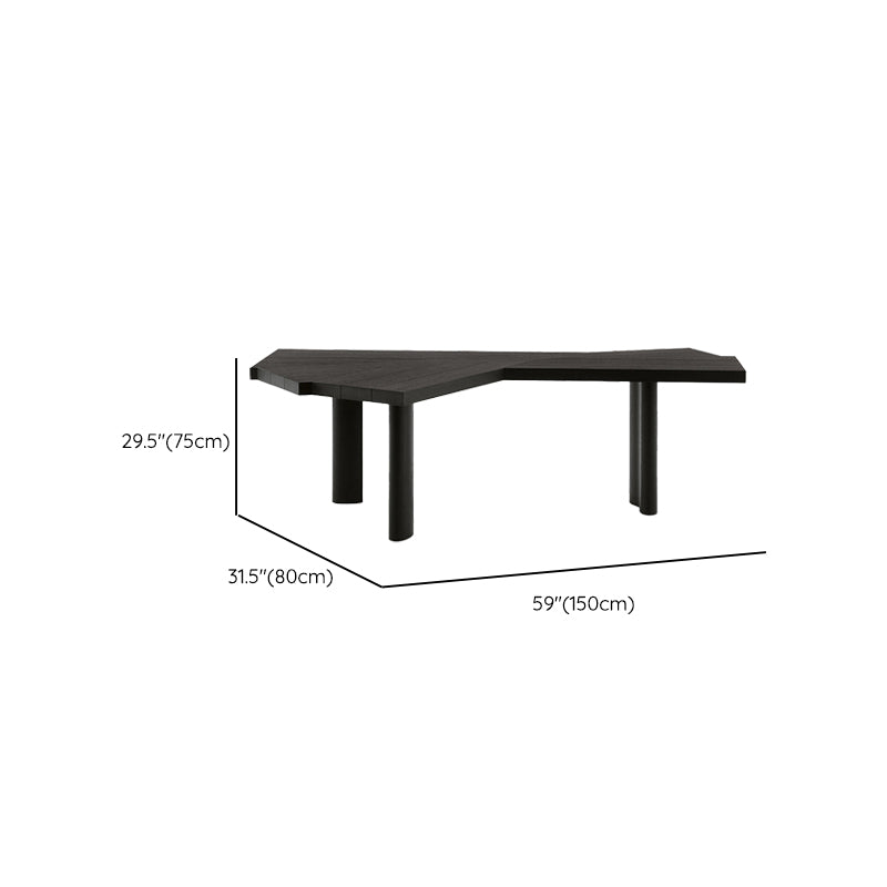 Free Form Shaped Office Laptop Table Wood Writing Desk in Black with 3 Legs