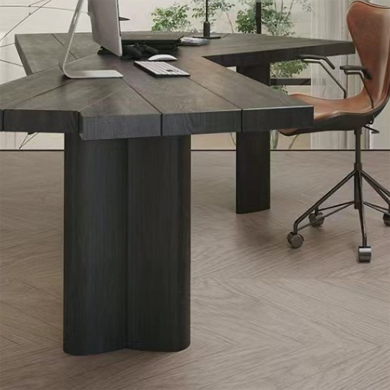 Contemporary Style Office Laptop Table Wooden Writing Desk in Black