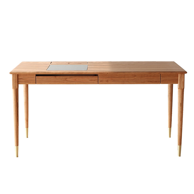 Rectangular Shaped Office Laptop Table Wood Writing Desk in Brown