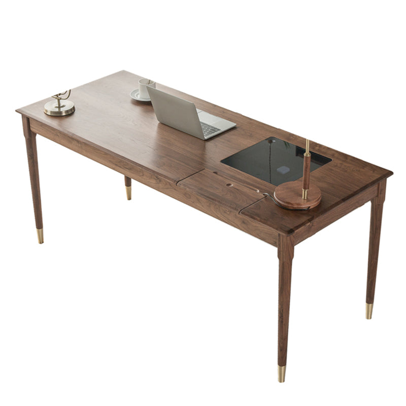 Rectangular Shaped Office Laptop Table Wood Writing Desk in Brown