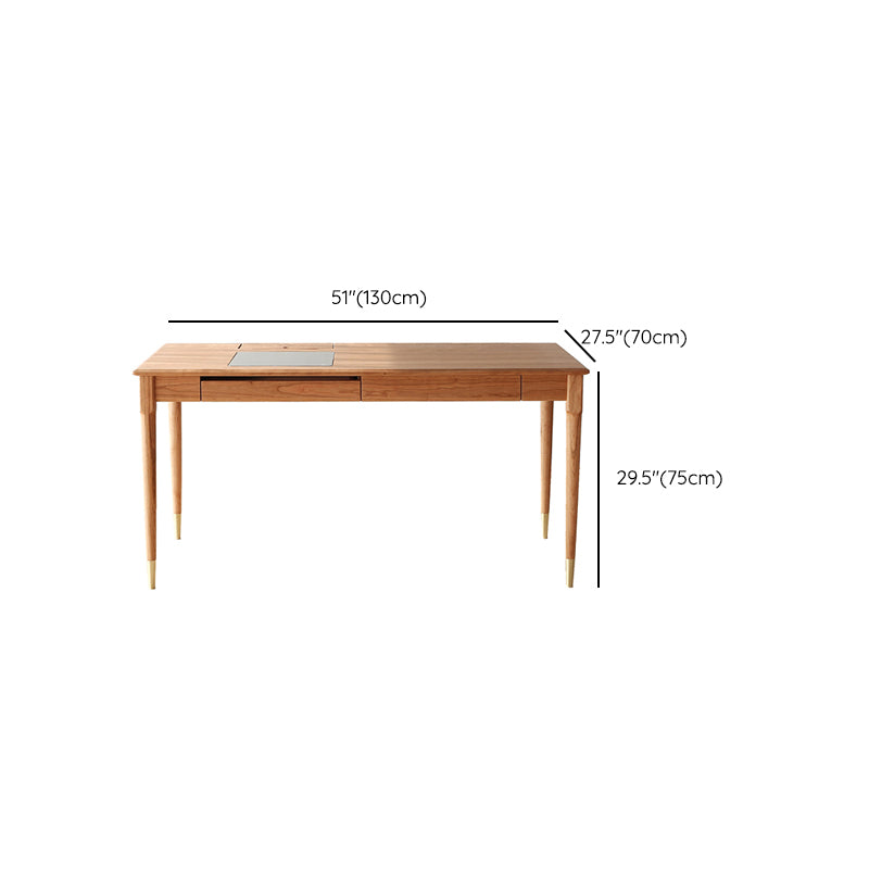 Rectangular Shaped Office Laptop Table Wood Writing Desk in Brown