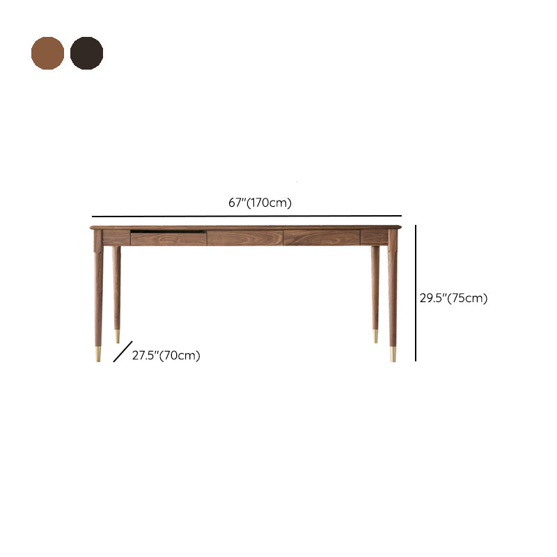 Rectangular Shaped Office Laptop Table Wood Writing Desk in Brown